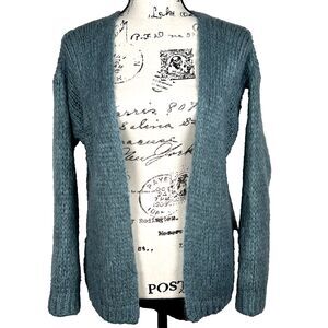 Maëlys Paris Sz L Mohair Blend Open Cardigan Blue "Wasabi" Made in Italy Art 603